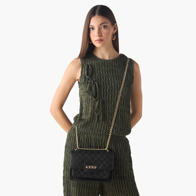 Bessie London Checked Embossed Crossbody Bag for Women